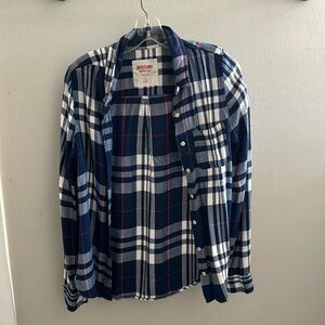 Blue and white plaid throw over, rarely worn